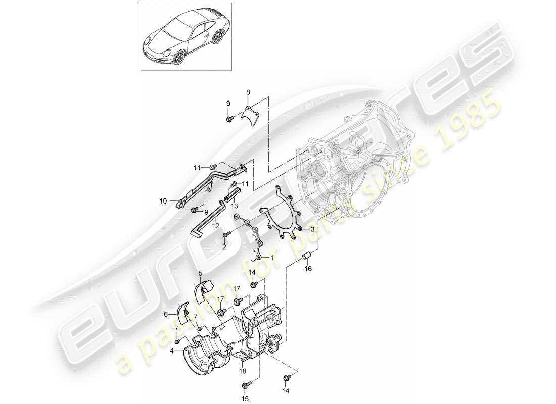 un diagramma delle parti dal catalogo delle parti porsche 2012 (997-2)