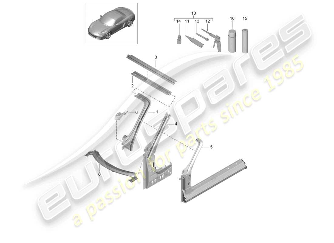 un diagramma delle parti dal catalogo delle parti porsche 2016 (981 boxster)