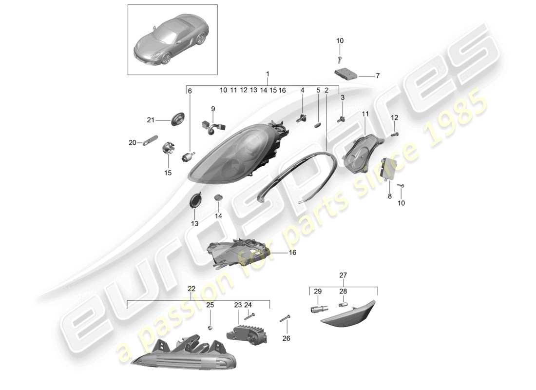 un diagramma delle parti dal catalogo delle parti porsche 2012 (981 boxster)