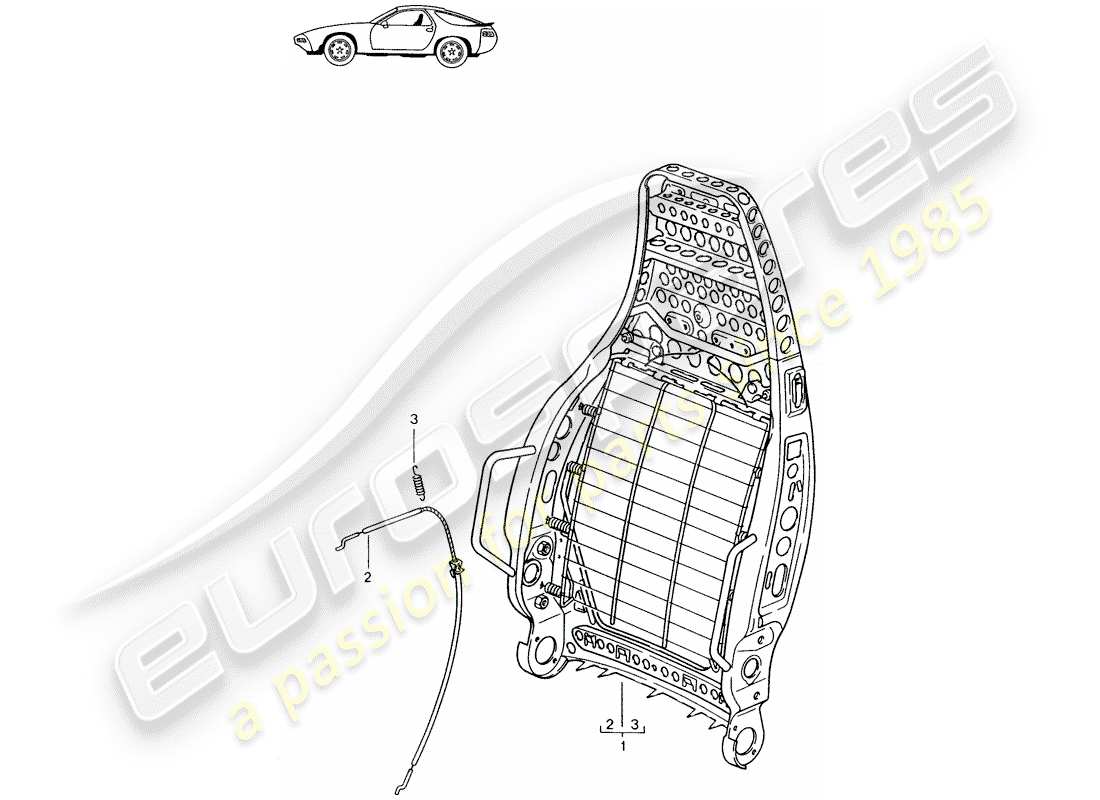 un diagramma delle parti dal catalogo delle parti porsche 1995 (seats for 944/968/911/928)