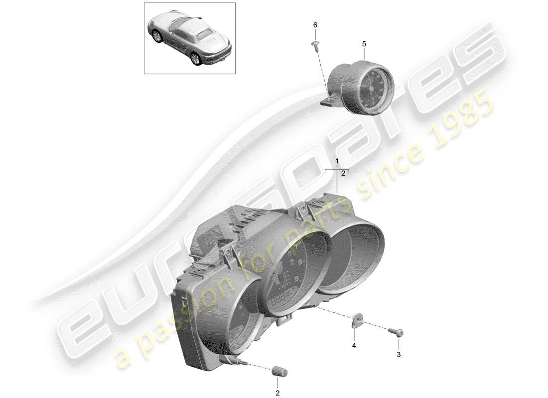 un diagramma delle parti dal catalogo delle parti porsche 2020 (718 boxster)