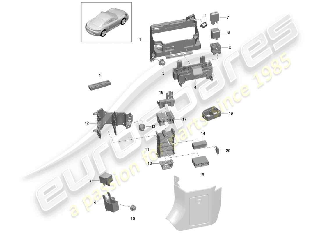 un diagramma delle parti dal catalogo delle parti porsche 2018 (718 cayman)