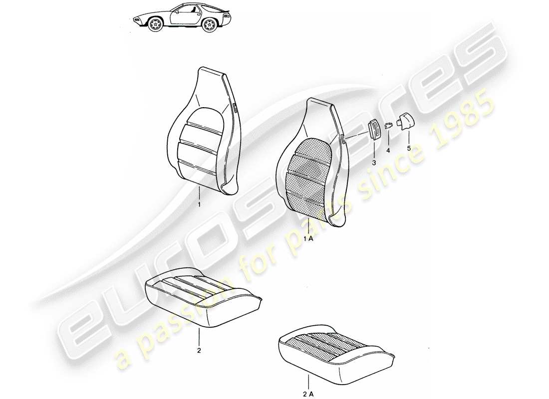 un diagramma delle parti dal catalogo delle parti porsche 1994 (seats for 944/968/911/928)