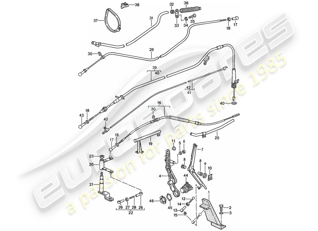 un diagramma delle parti dal catalogo delle parti porsche 928