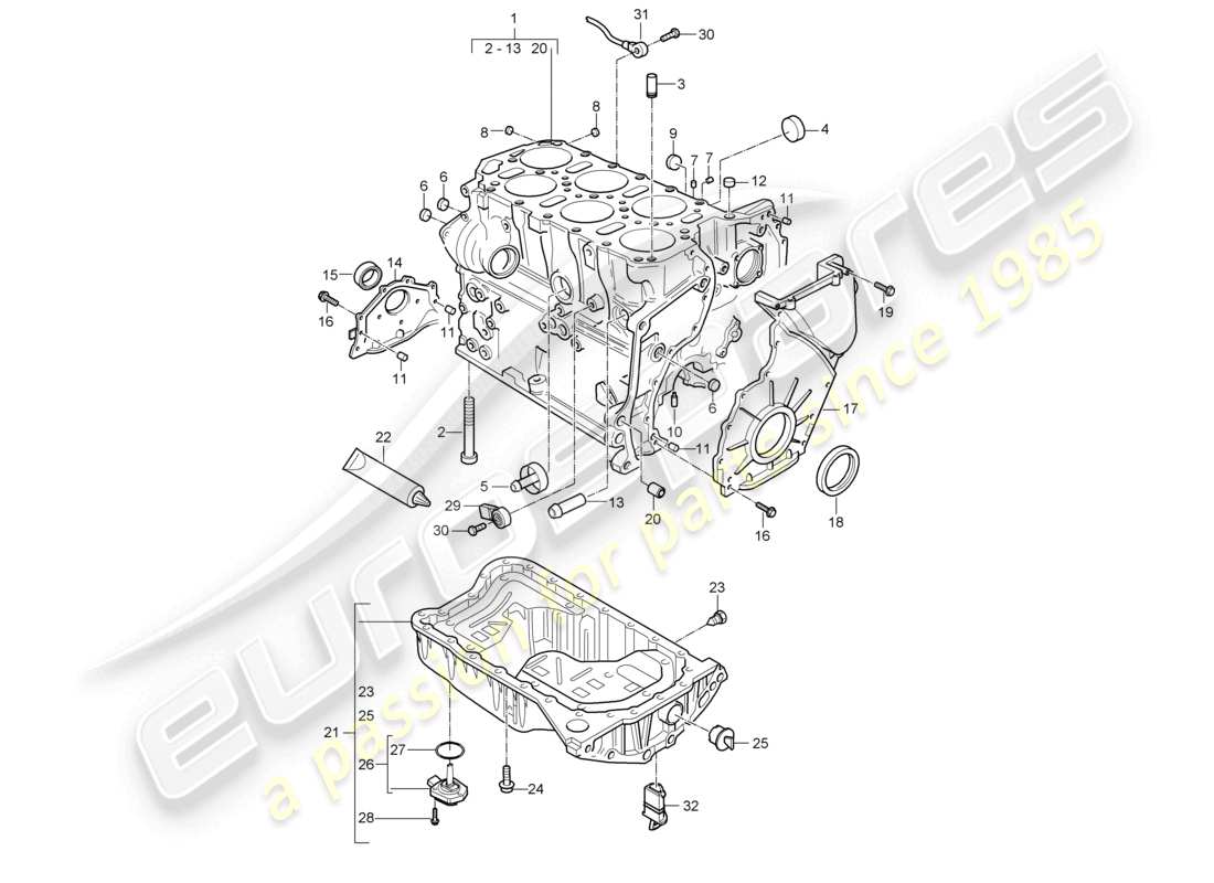 un diagramma delle parti dal catalogo delle parti porsche 2004 (cayenne e1 9pa)