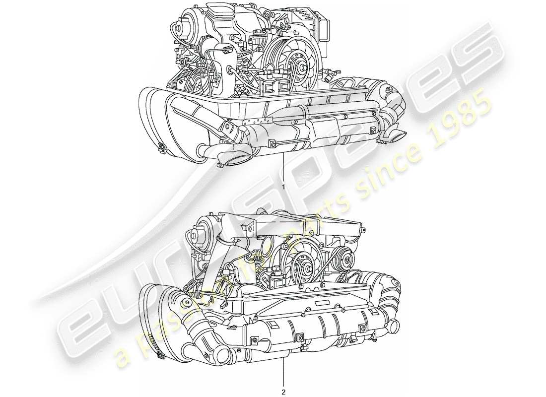 un diagramma delle parti dal catalogo delle parti porsche 1974 (refurbished and exchange catalogue)
