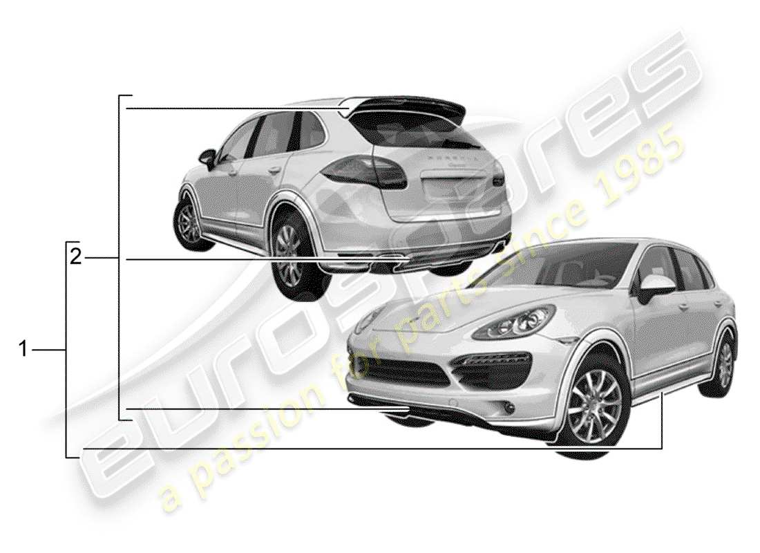 un diagramma delle parti dal catalogo delle parti porsche 2016 (tequipment cayenne)