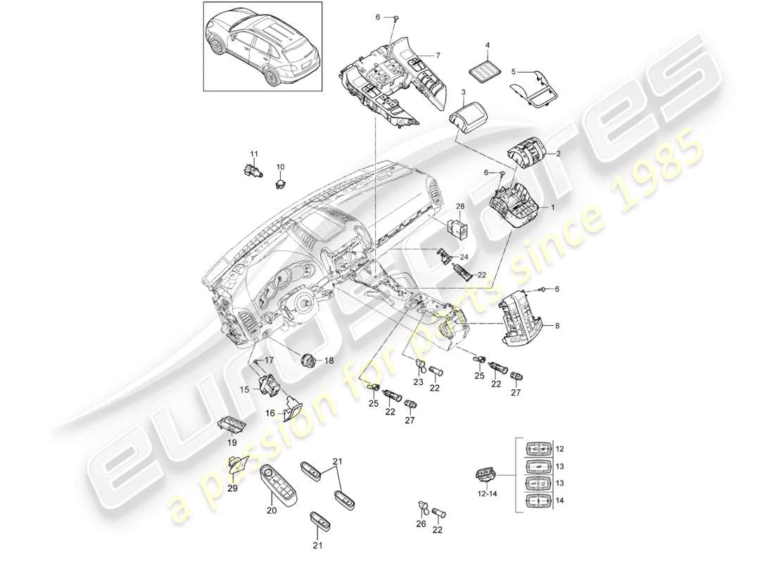 un diagramma delle parti dal catalogo delle parti porsche 2017 (cayenne e2 92a)