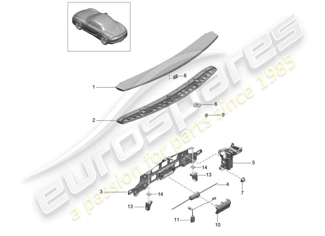 un diagramma delle parti dal catalogo delle parti porsche 2012 (981 boxster)