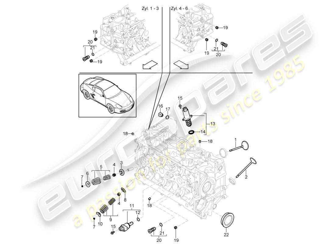 un diagramma delle parti dal catalogo delle parti porsche 2012 (987 cayman)