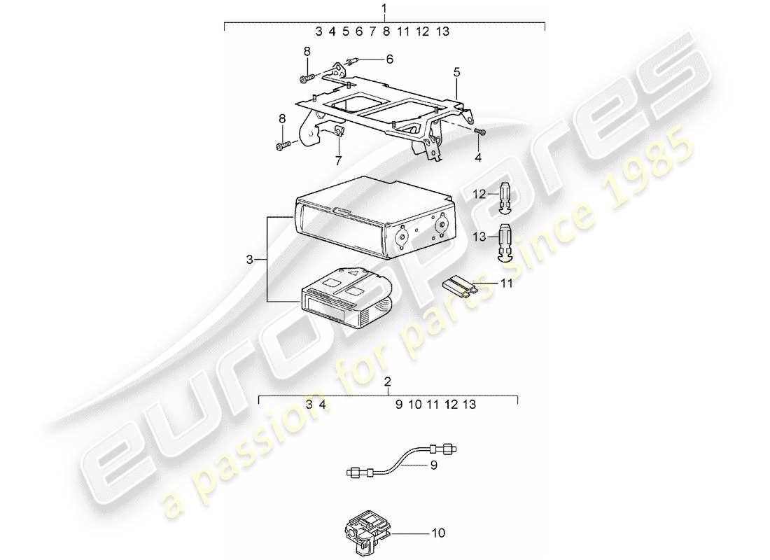 un diagramma delle parti dal catalogo delle parti porsche 2019 (tequipment cayenne)