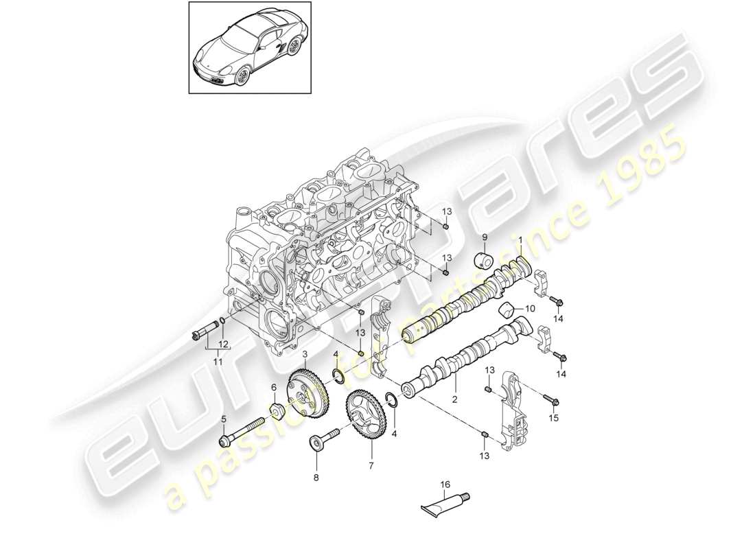 un diagramma delle parti dal catalogo delle parti porsche 2011 (987 cayman)