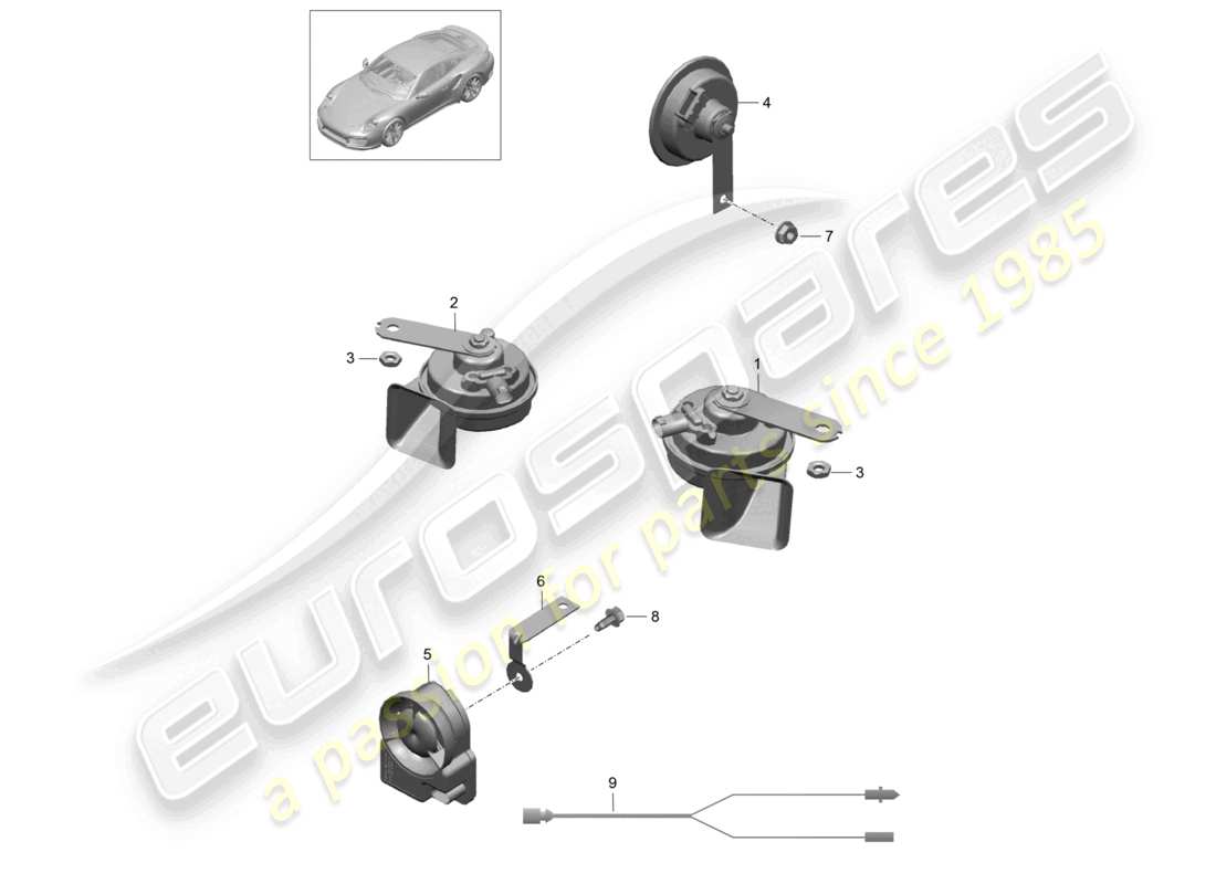 un diagramma delle parti dal catalogo delle parti porsche 2019 (991-2 turbo)