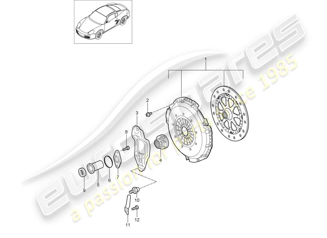 un diagramma delle parti dal catalogo delle parti porsche 2009 (987 cayman)
