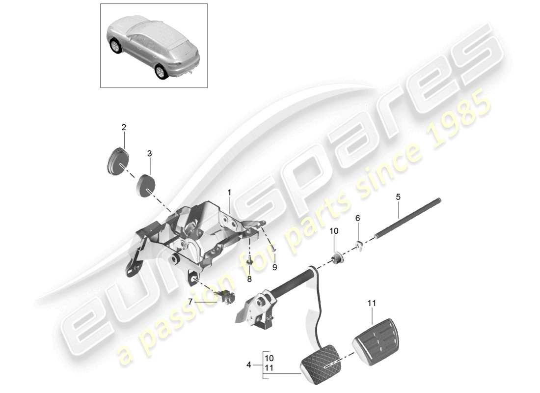 un diagramma delle parti dal catalogo delle parti porsche 2015 (macan)