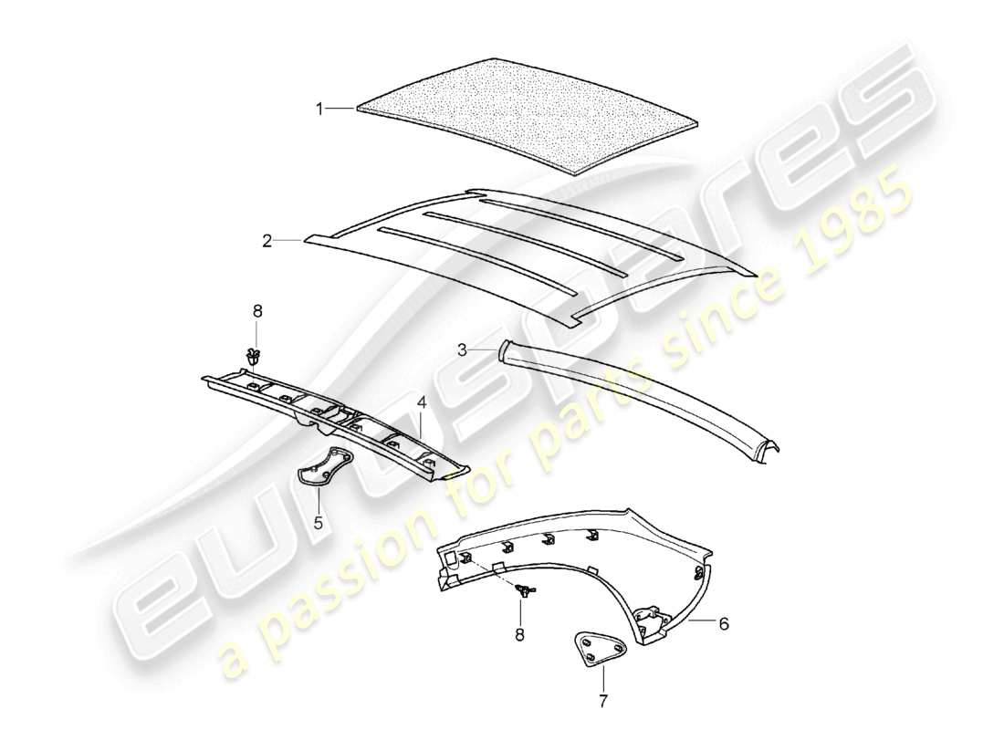 un diagramma delle parti dal catalogo delle parti porsche 2006 (987 boxster)