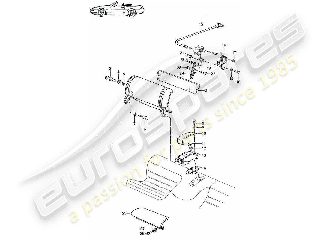 un diagramma delle parti dal catalogo delle parti porsche 1987 (seats for 944/968/911/928)