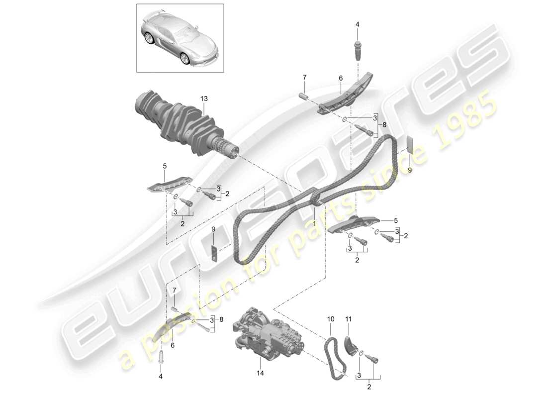 un diagramma delle parti dal catalogo delle parti porsche 2016 (981 cayman gt4)