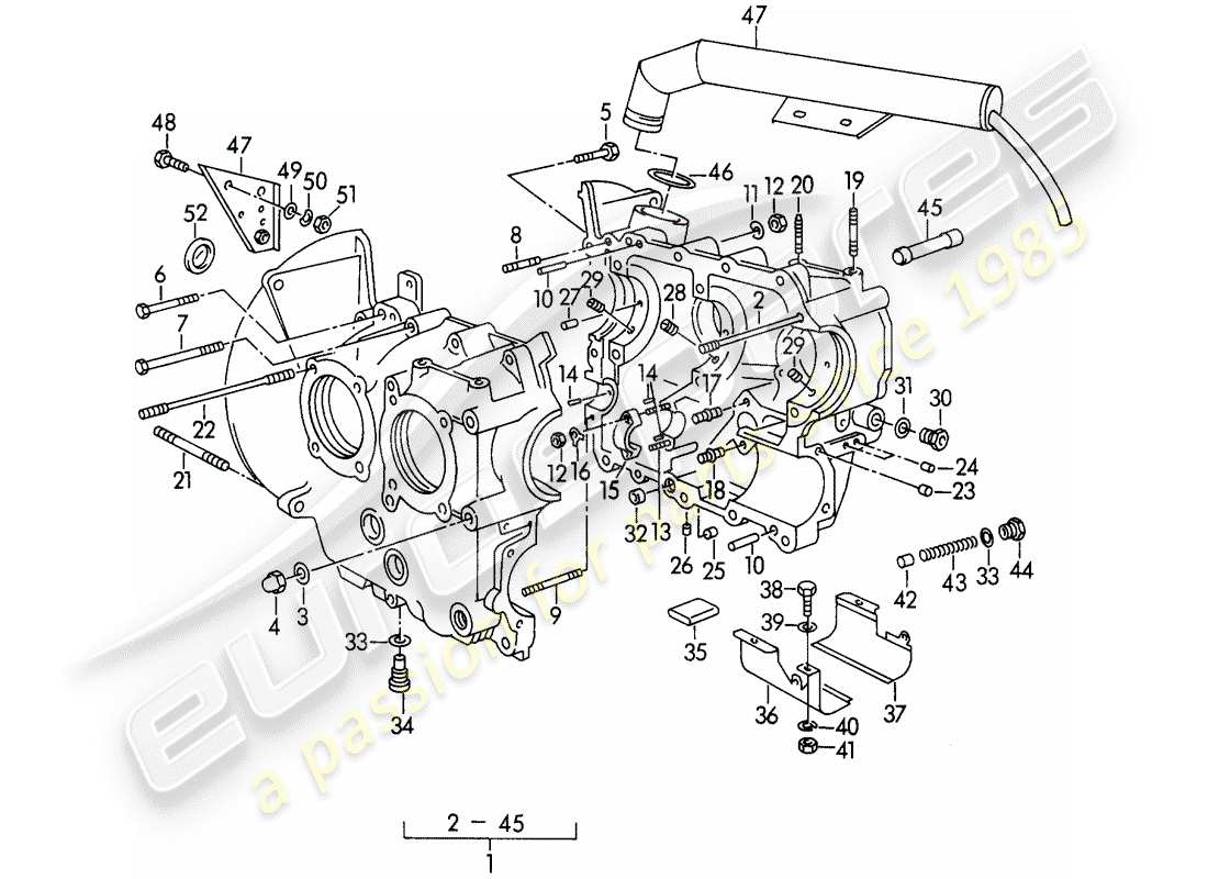 un diagramma delle parti dal catalogo delle parti porsche 1959 (356/356a)