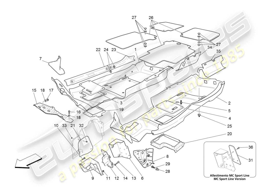 un diagramma delle parti dal catalogo delle parti maserati granturismo (2008)