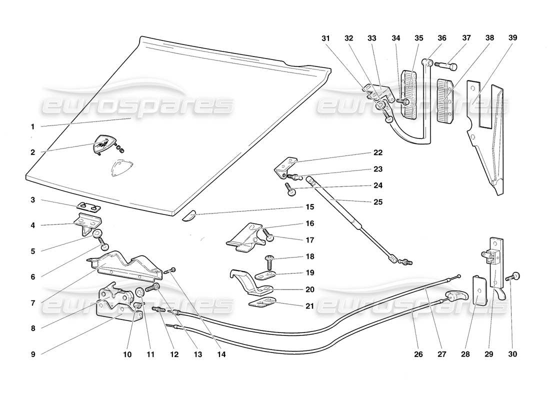 un diagramma delle parti dal catalogo delle parti Lamborghini Diablo SV (1998)