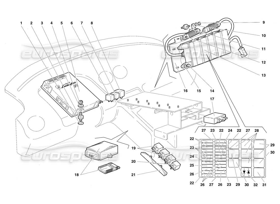 un diagramma delle parti dal catalogo delle parti Lamborghini Diablo SV (1997)