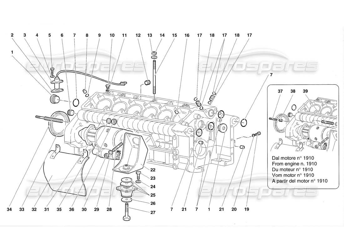 un diagramma delle parti dal catalogo delle parti lamborghini diablo sv (1998)