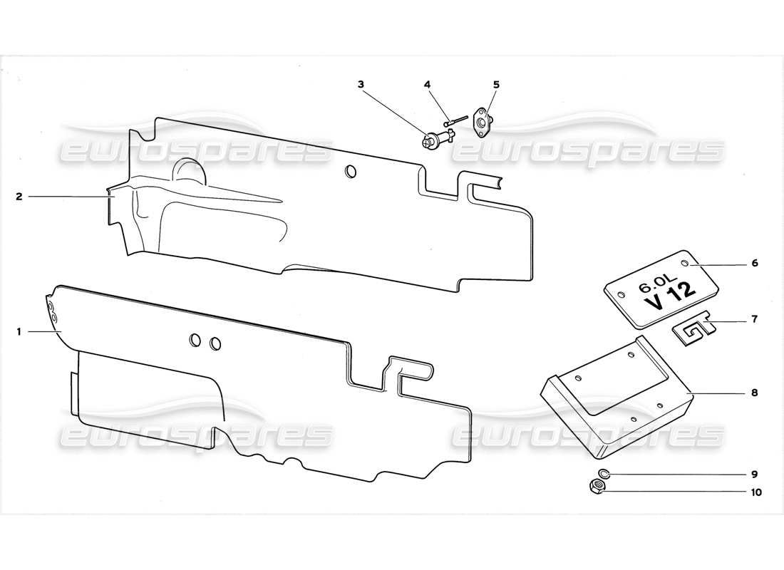 lamborghini diablo gt (1999) vano motore diagramma delle parti