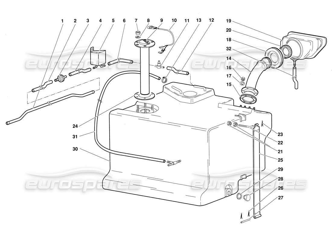 un diagramma delle parti dal catalogo delle parti Lamborghini Diablo (1991)
