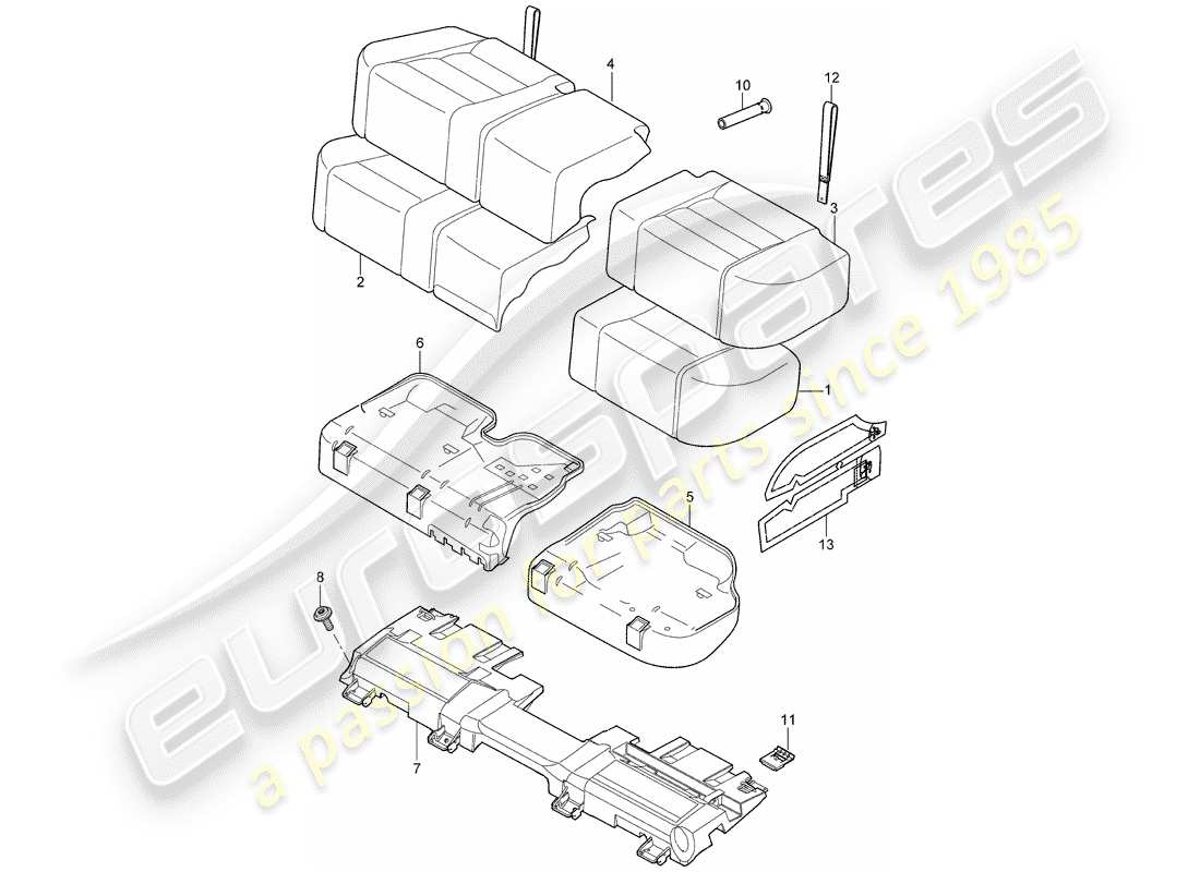porsche 2007 (cayenne e1 9pa) posto a sedere diagramma delle parti