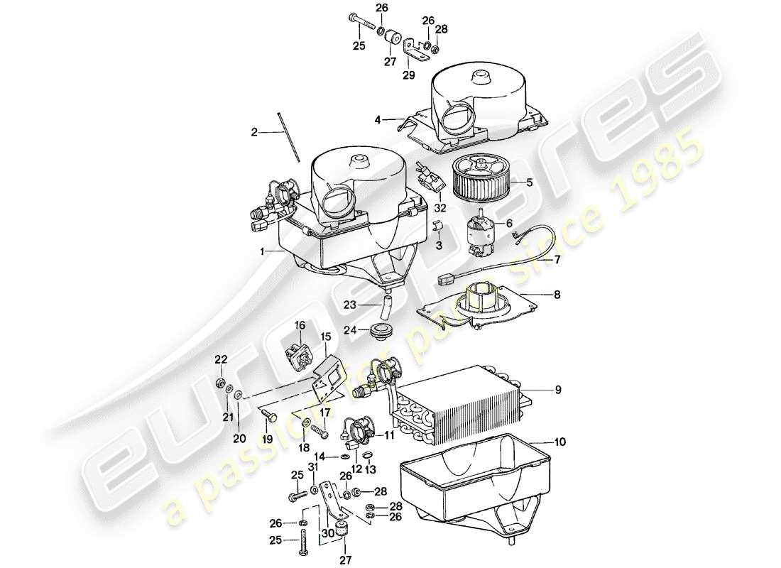 porsche 1983 (924) condizionatore diagramma delle parti