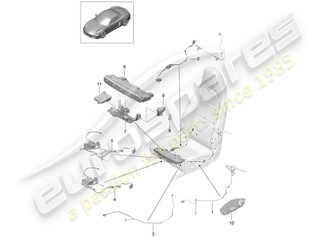 porsche 2020 (718 boxster) cablaggi diagramma delle parti