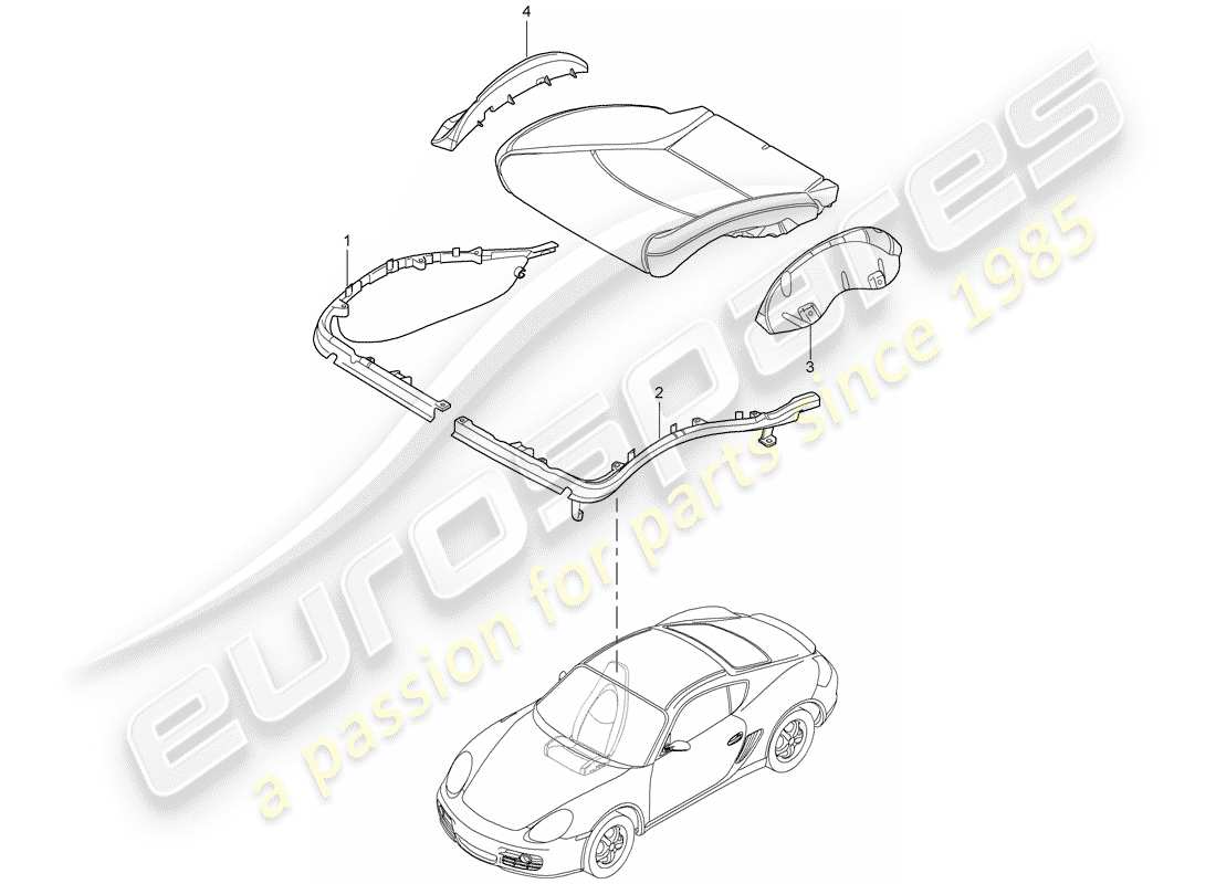 porsche 2010 (987 cayman) porta cuscino diagramma delle parti