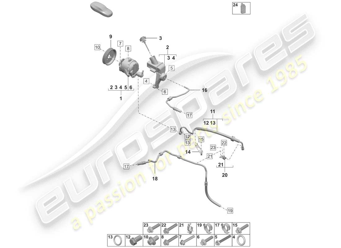 porsche 2019 (992-1) pompa idraulica diagramma delle parti