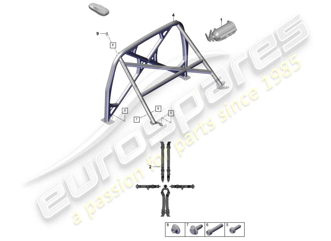 porsche 2019 (992-1) accessori roll bar diagramma delle parti