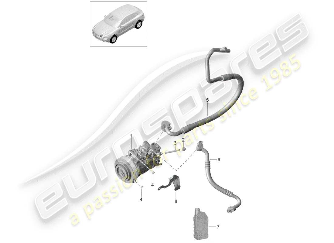 porsche 2018 (macan) diagramma delle parti del compressore