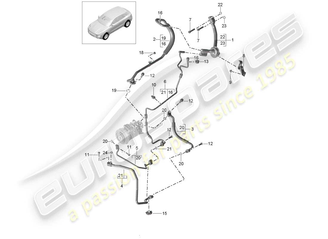 porsche 2018 (macan) schema delle parti del circuito frigorifero