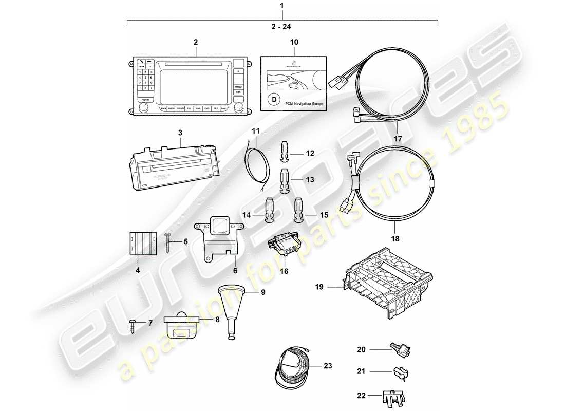 porsche tequipment cayenne (2018) schema delle parti del sistema di navigazione