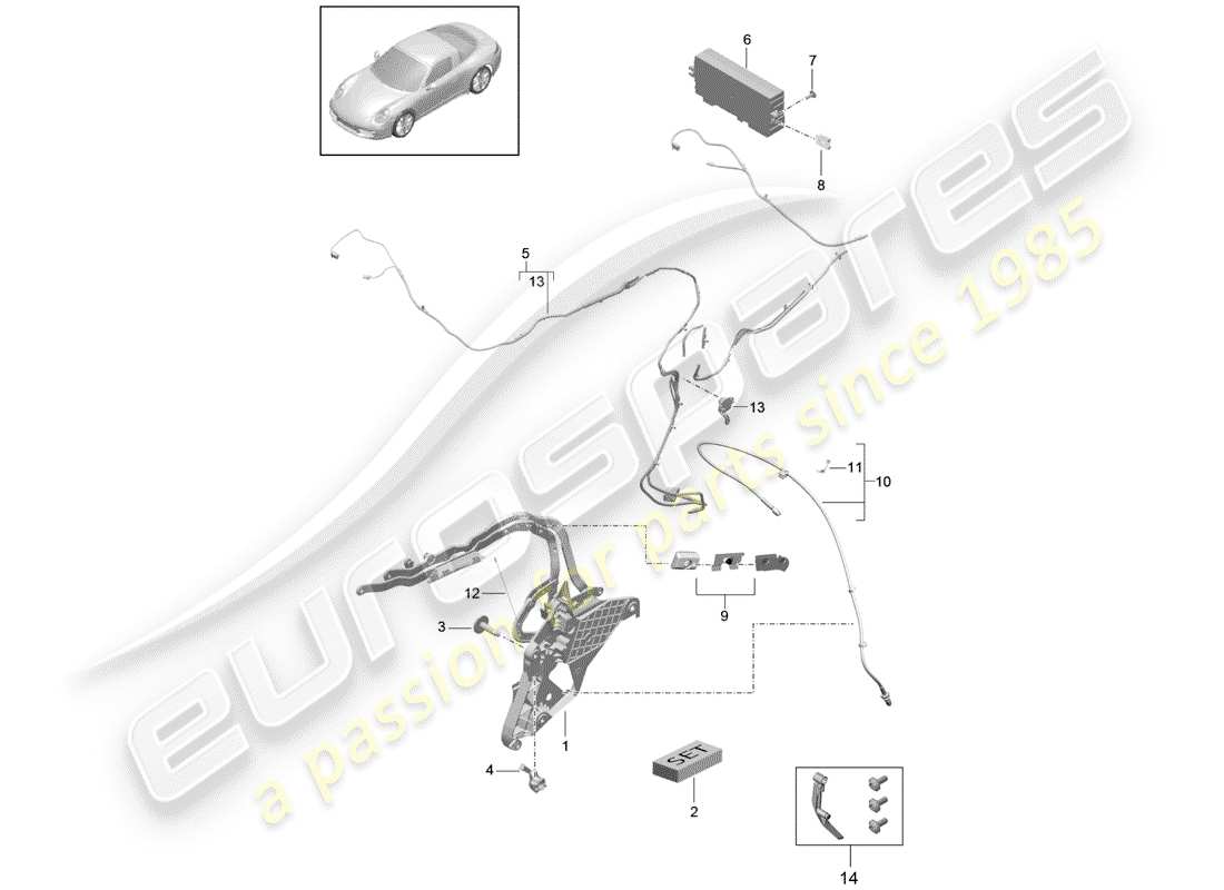 porsche 2019 (991-2) telaio superiore diagramma delle parti