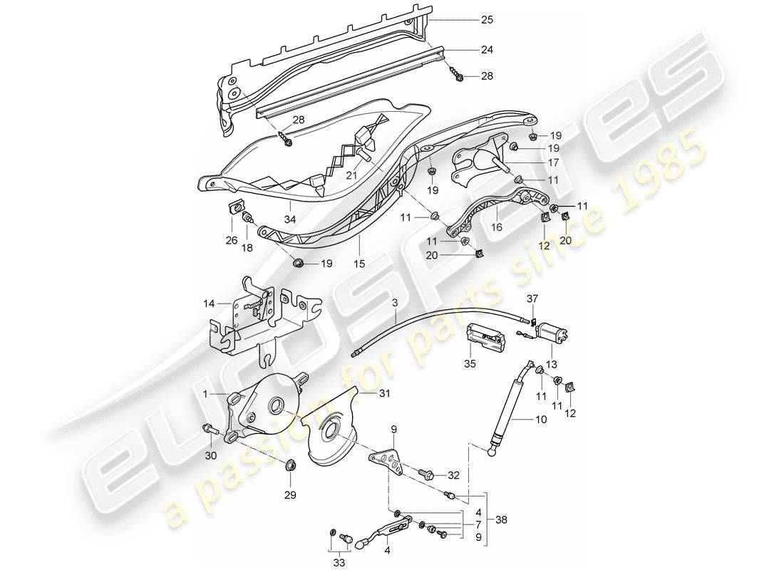 porsche 2006 (987 boxster) meccanismo di guida diagramma delle parti