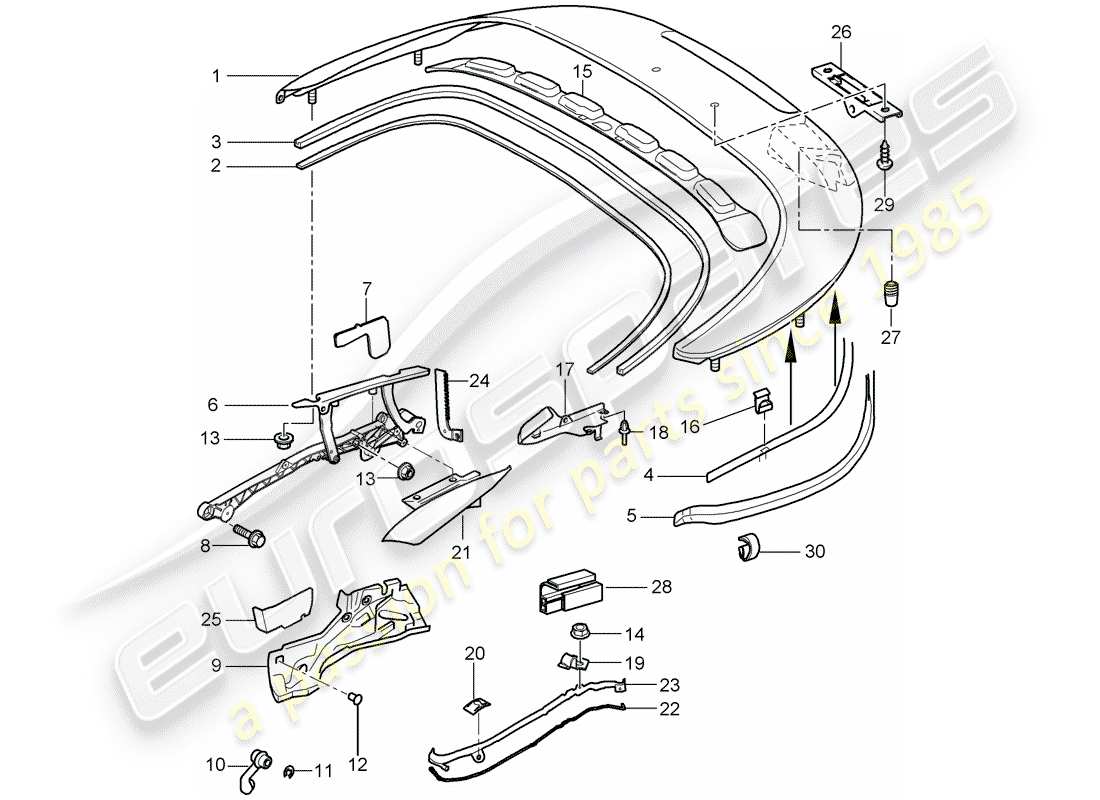 porsche 2009 (997-2) contenitore superiore diagramma delle parti
