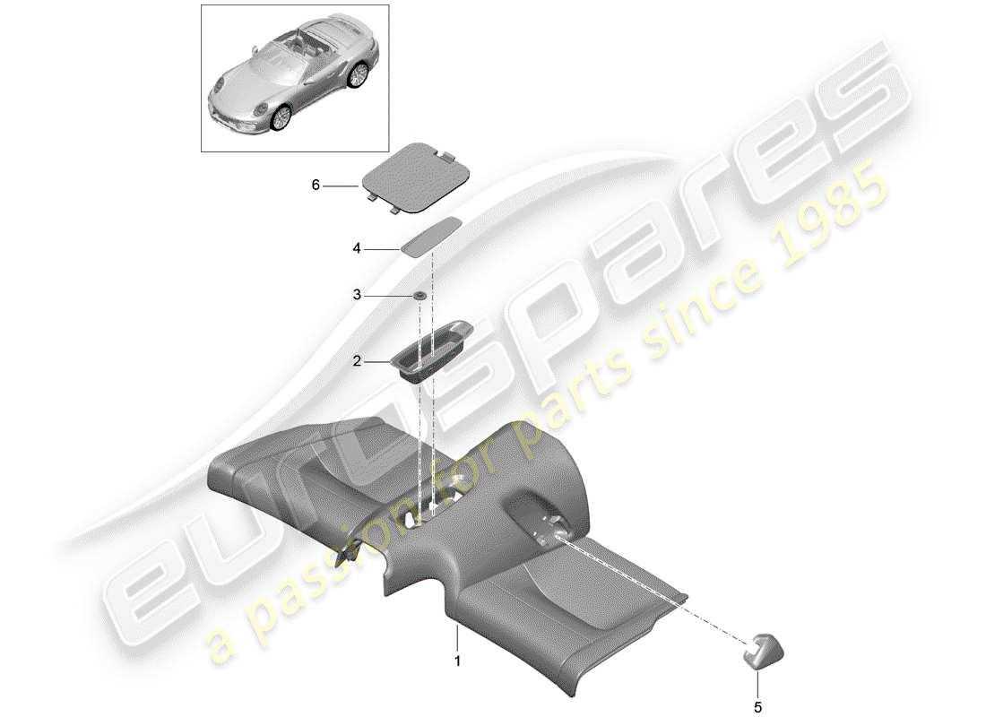 porsche 2017 (991-2 turbo) cuscino sedile posteriore schema delle parti