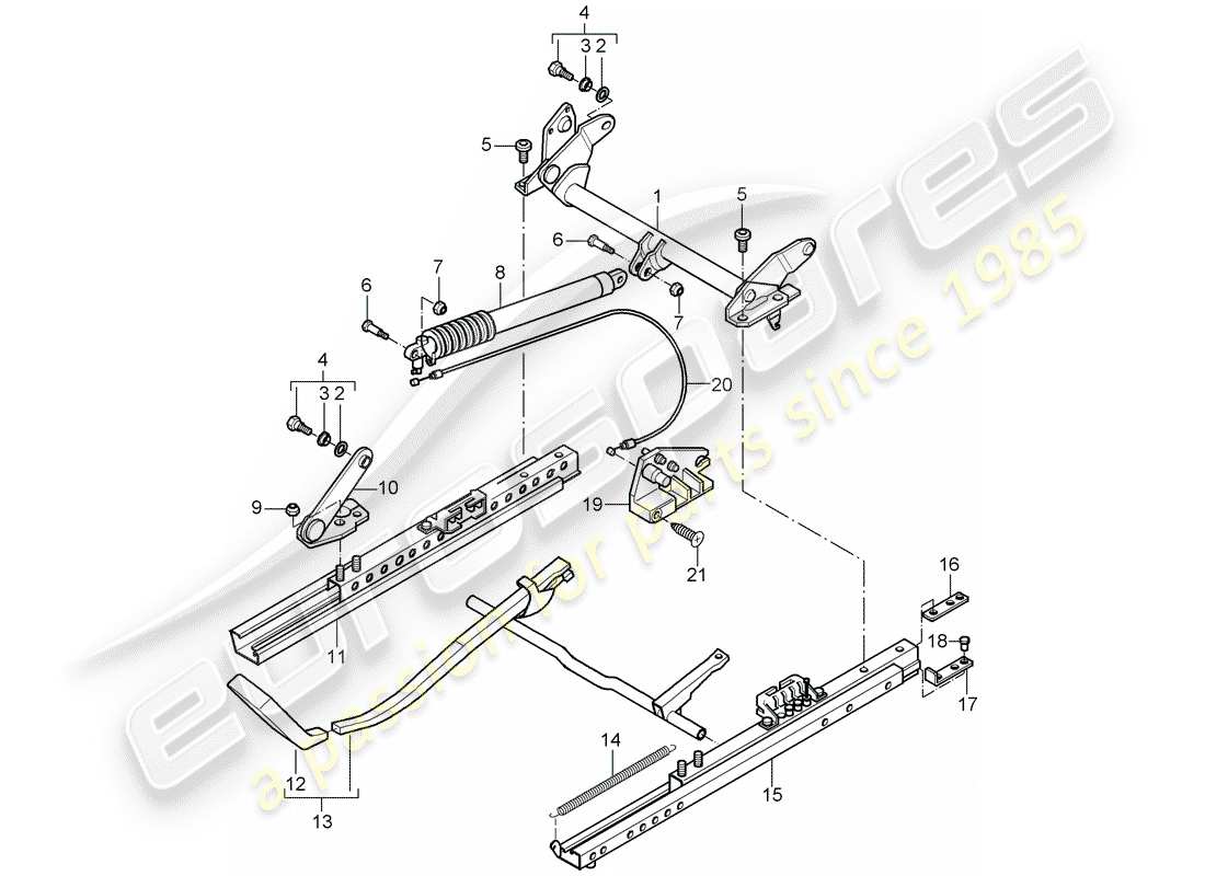 porsche 2003 (986 boxster) telaio del sedile - sedile sportivo - per veicoli con altezza del sedile - regolazione schema parziale