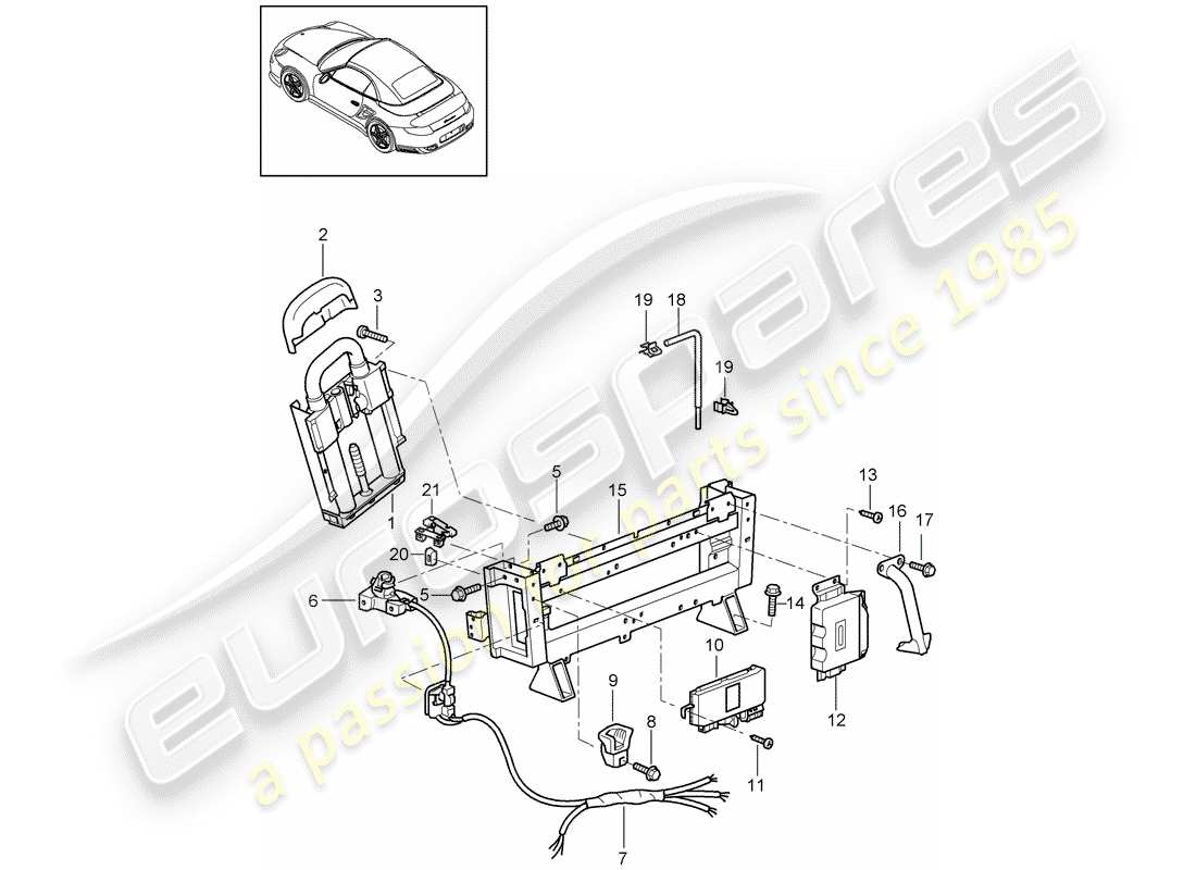 porsche 2009 997-2 turbo / gt2 roll bar diagramma delle parti