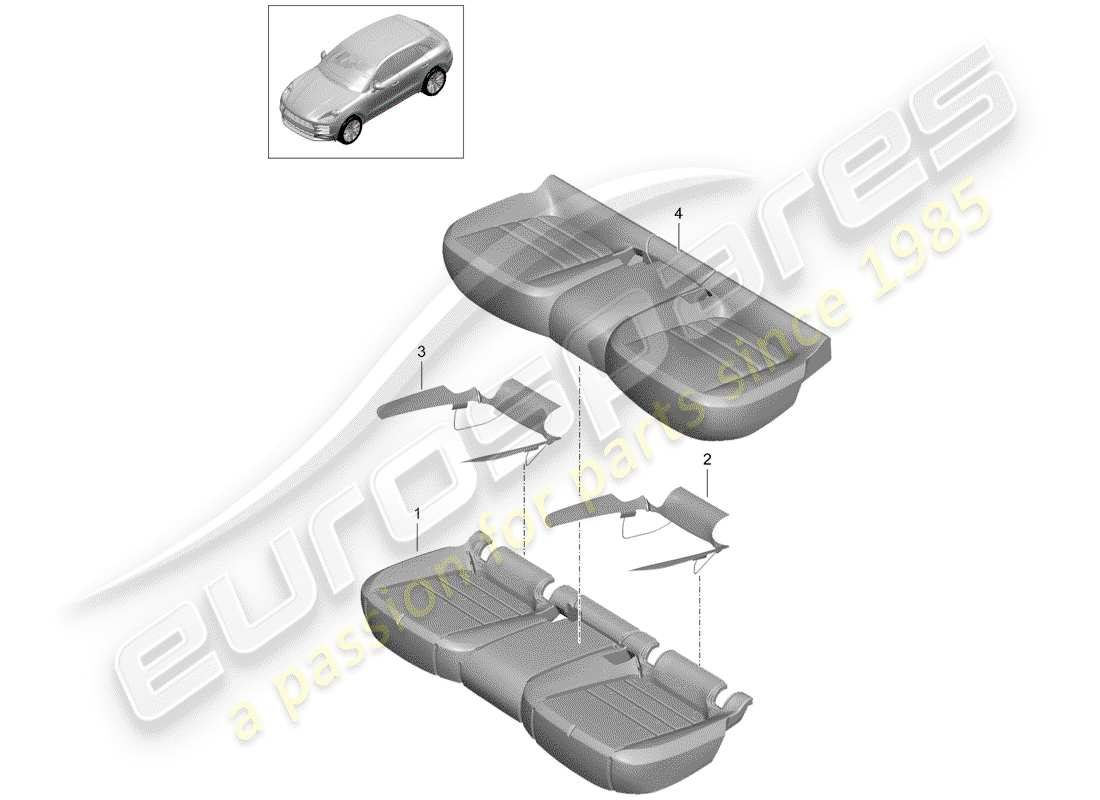porsche 2020 (macan) parte in schiuma diagramma delle parti