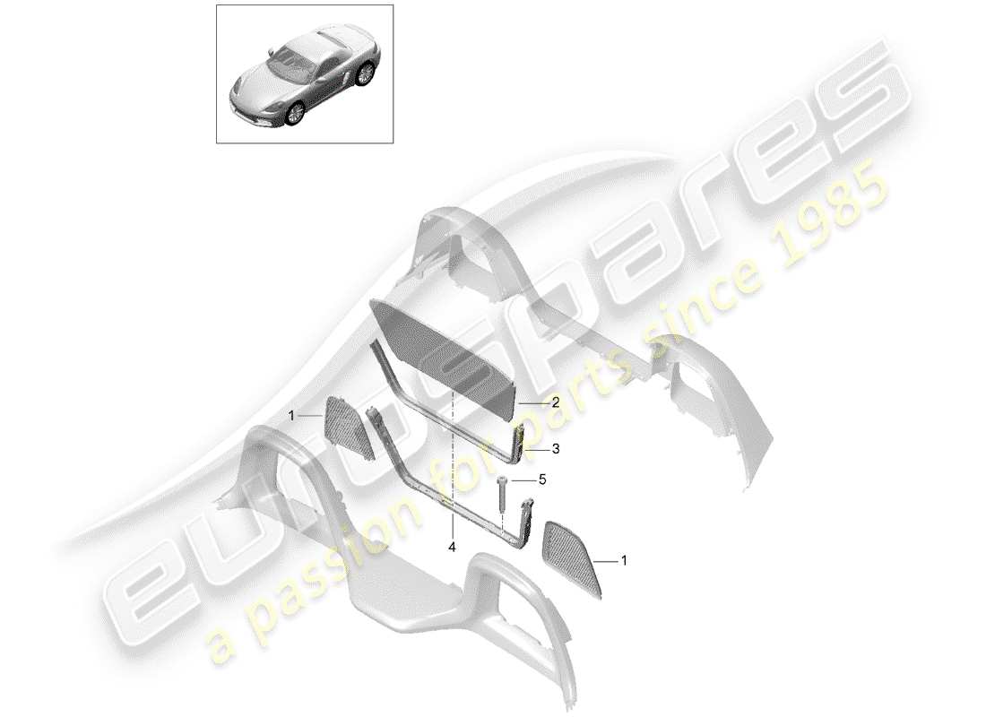 porsche 2019 (718 boxster) parabrezza diagramma delle parti