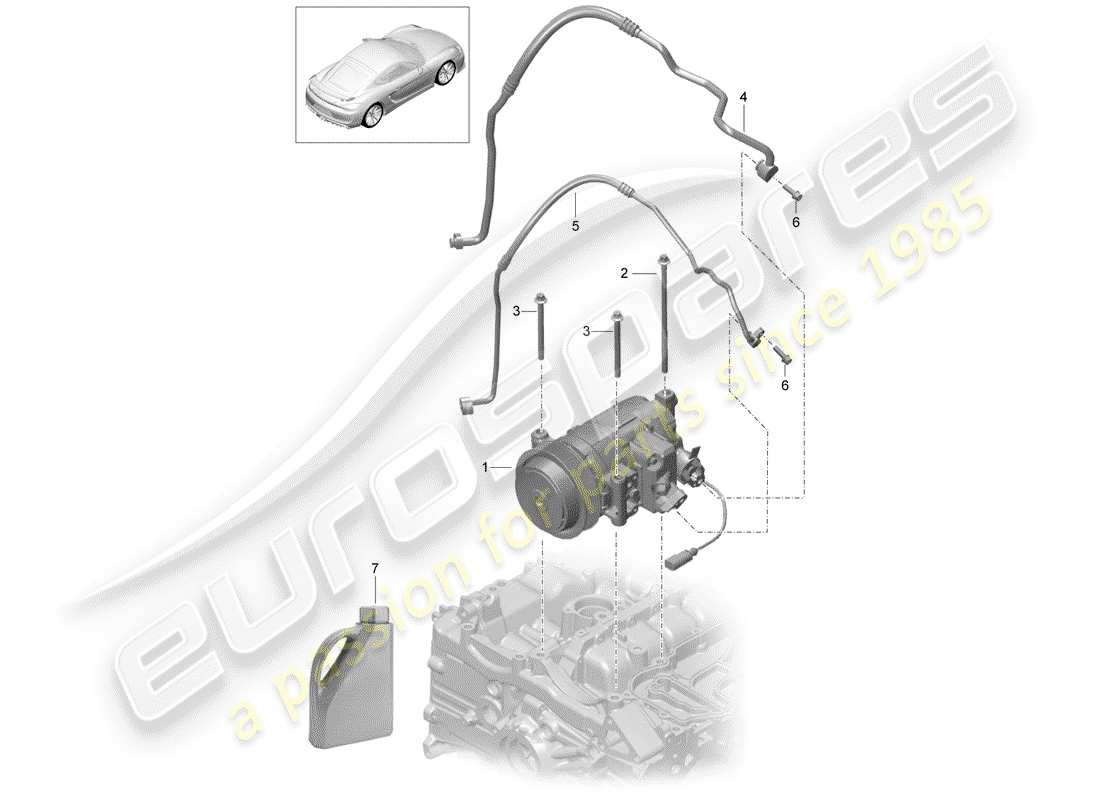porsche 2016 (981 cayman gt4) diagramma delle parti del compressore