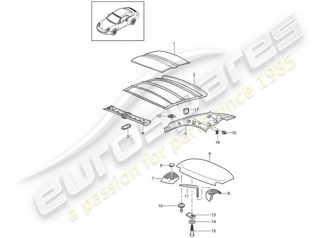 porsche 2011 (997-2) tettuccio rigido diagramma delle parti