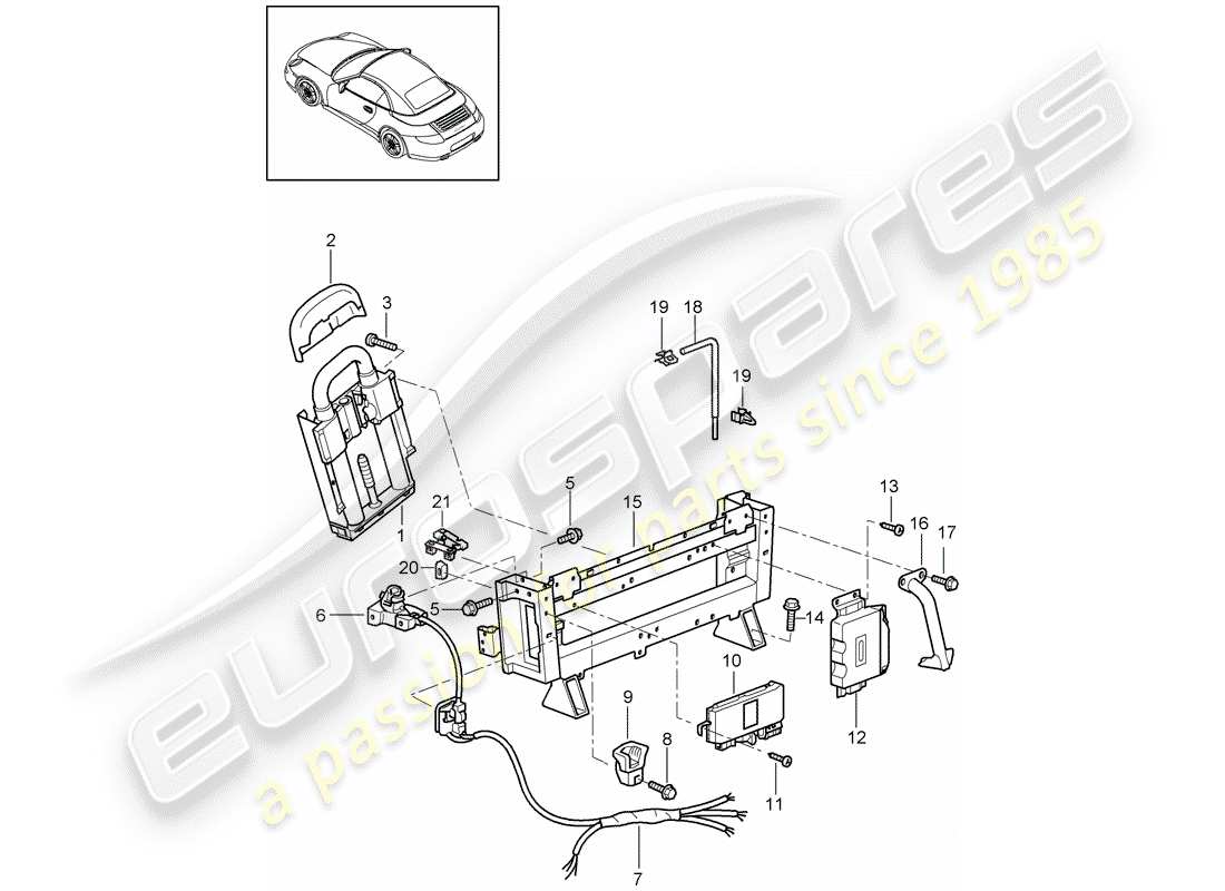 porsche 2011 (997-2) roll bar diagramma delle parti