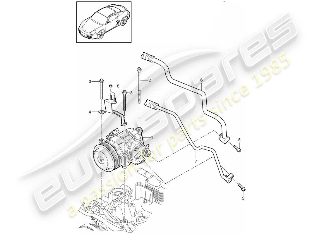 porsche 2010 (987 cayman) compressore diagramma delle parti